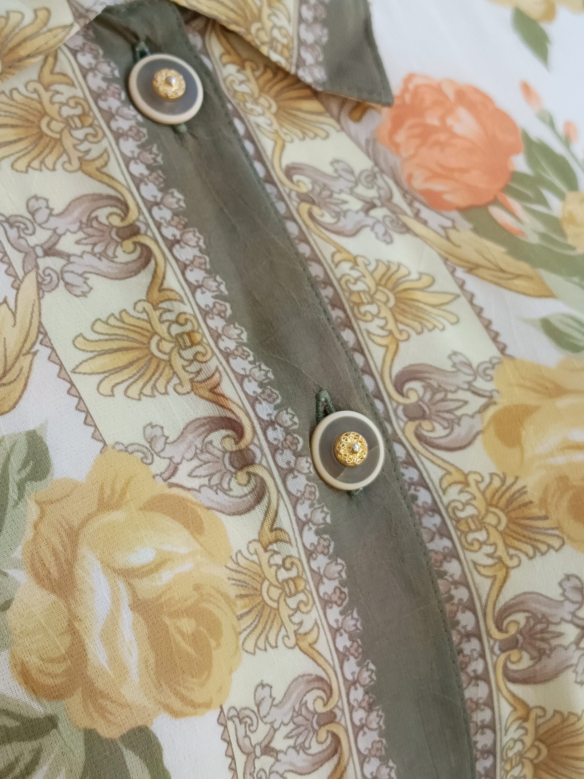 Camisa VINTAGE rosas naranjas TALLA 34 - Imagen 3