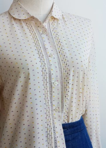 Camisa VINTAGE lunarcitos de colores y ganchillo TALLA 34