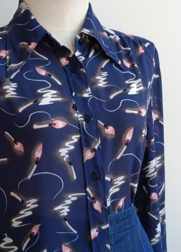 Camisa VINTAGE azul cerillas TALLA 36-38