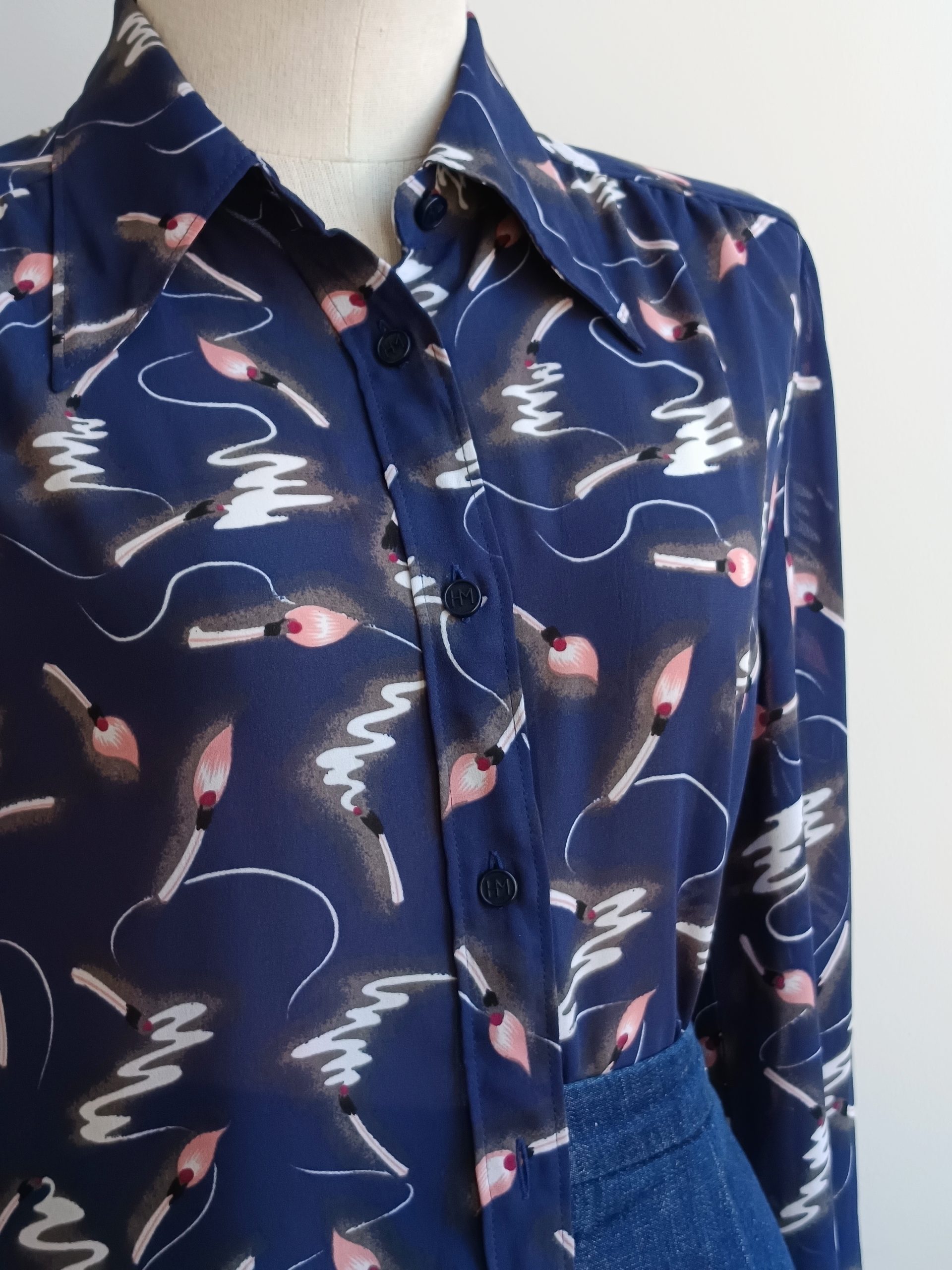 Camisa VINTAGE azul cerillas TALLA 36-38