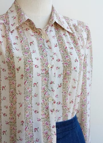 Camisa VINTAGE cenefa jardin romántico TALLA36-38