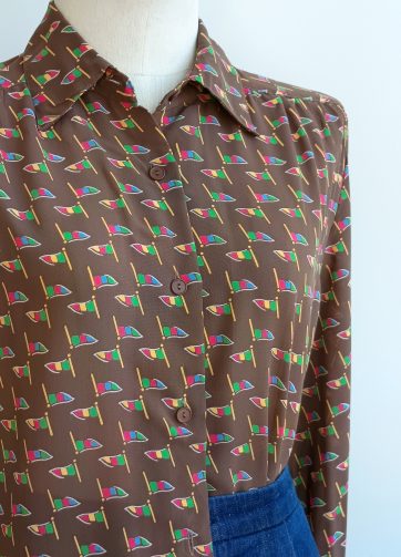 Camisa VINTAGE marron banderas colores TALLA 38-40