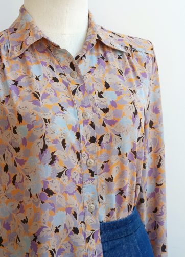 Camisa VINTAGE mostaza hojas TALLA 34
