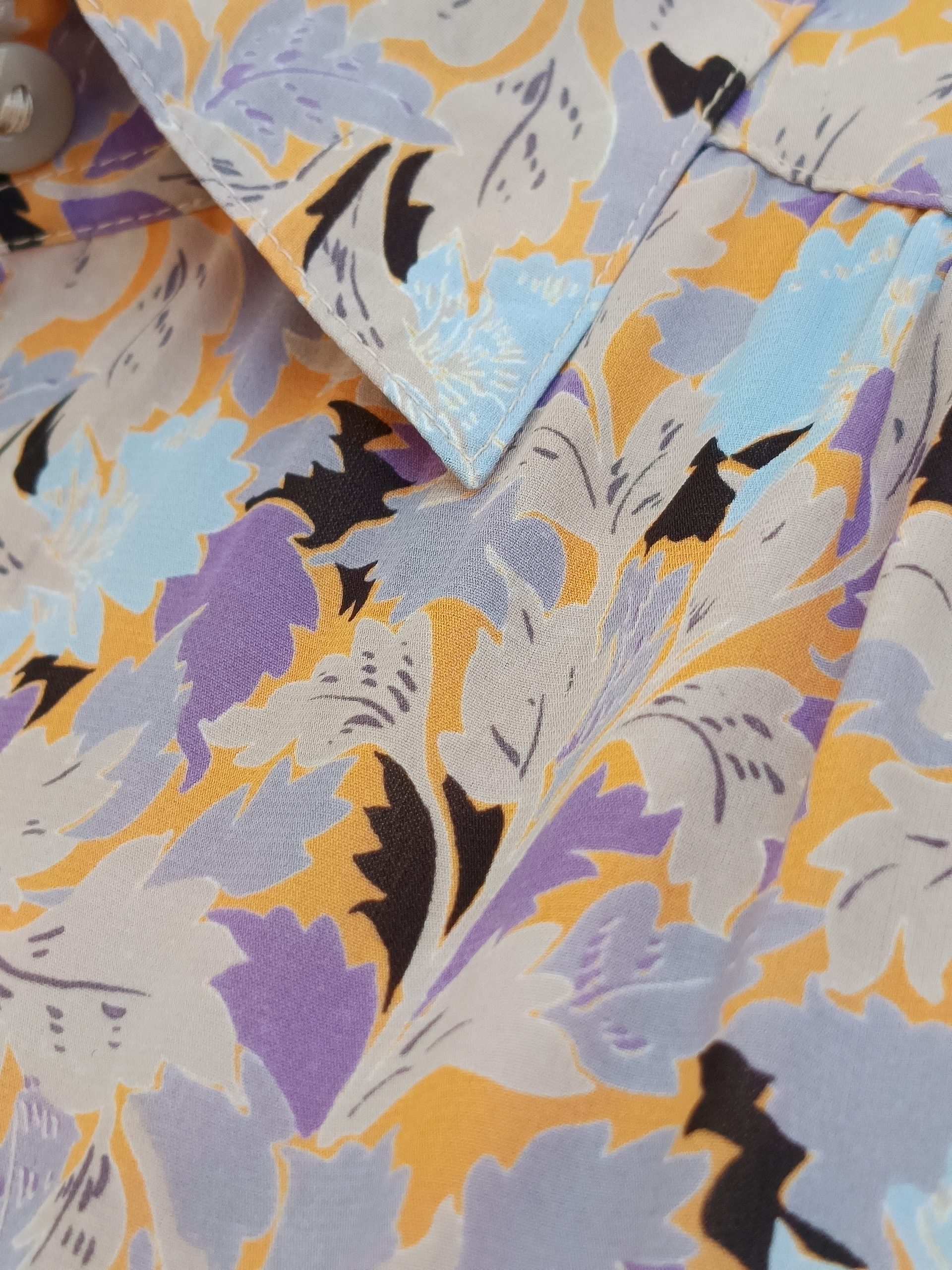 Camisa VINTAGE mostaza hojas TALLA 34 - Imagen 3