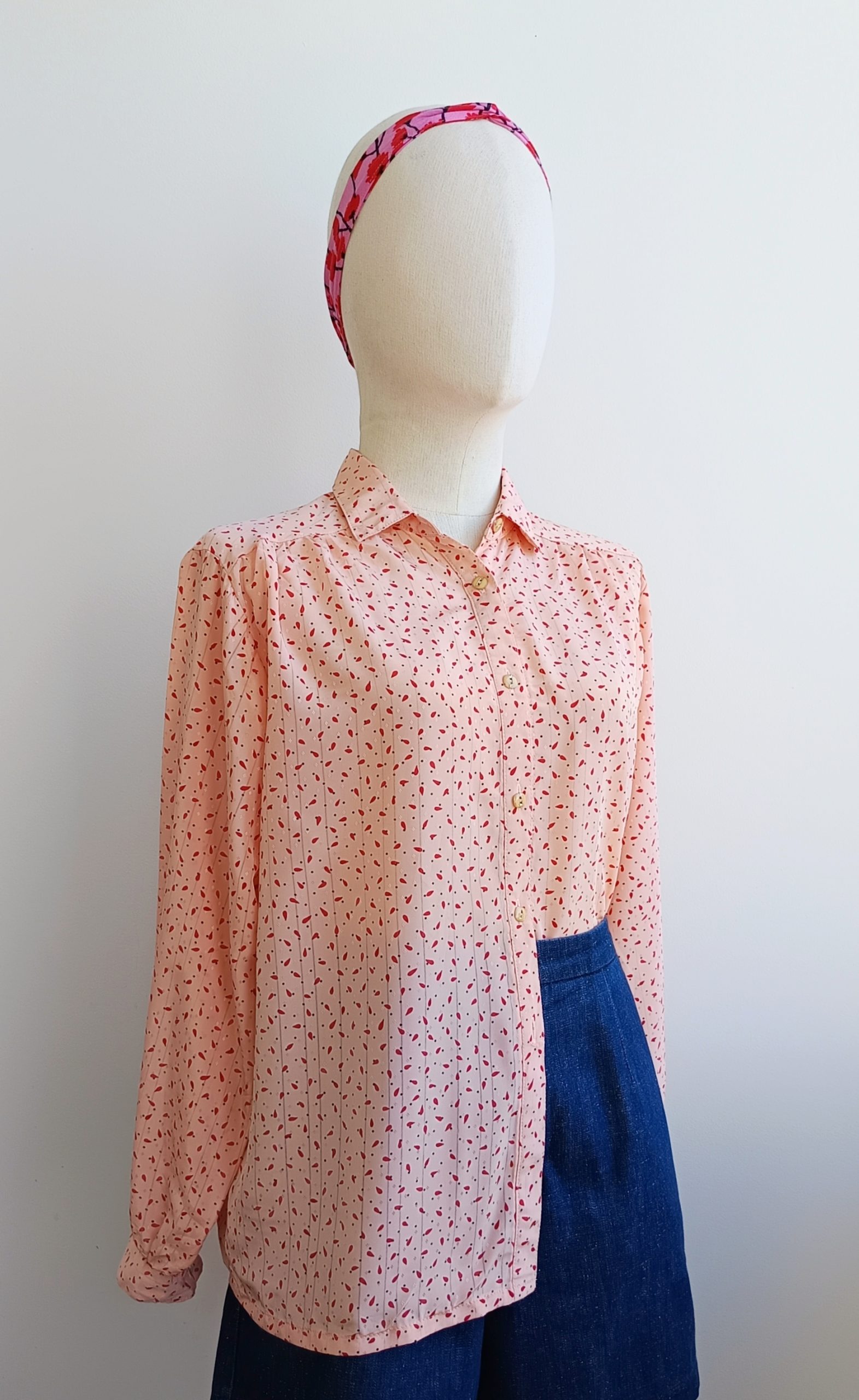 Camisa VINTAGE rosa lagrimitas TALLA 40-42 - Imagen 2
