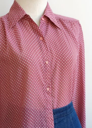 Camisa VINTAGE rosa viejo lunares TALLA 38-42