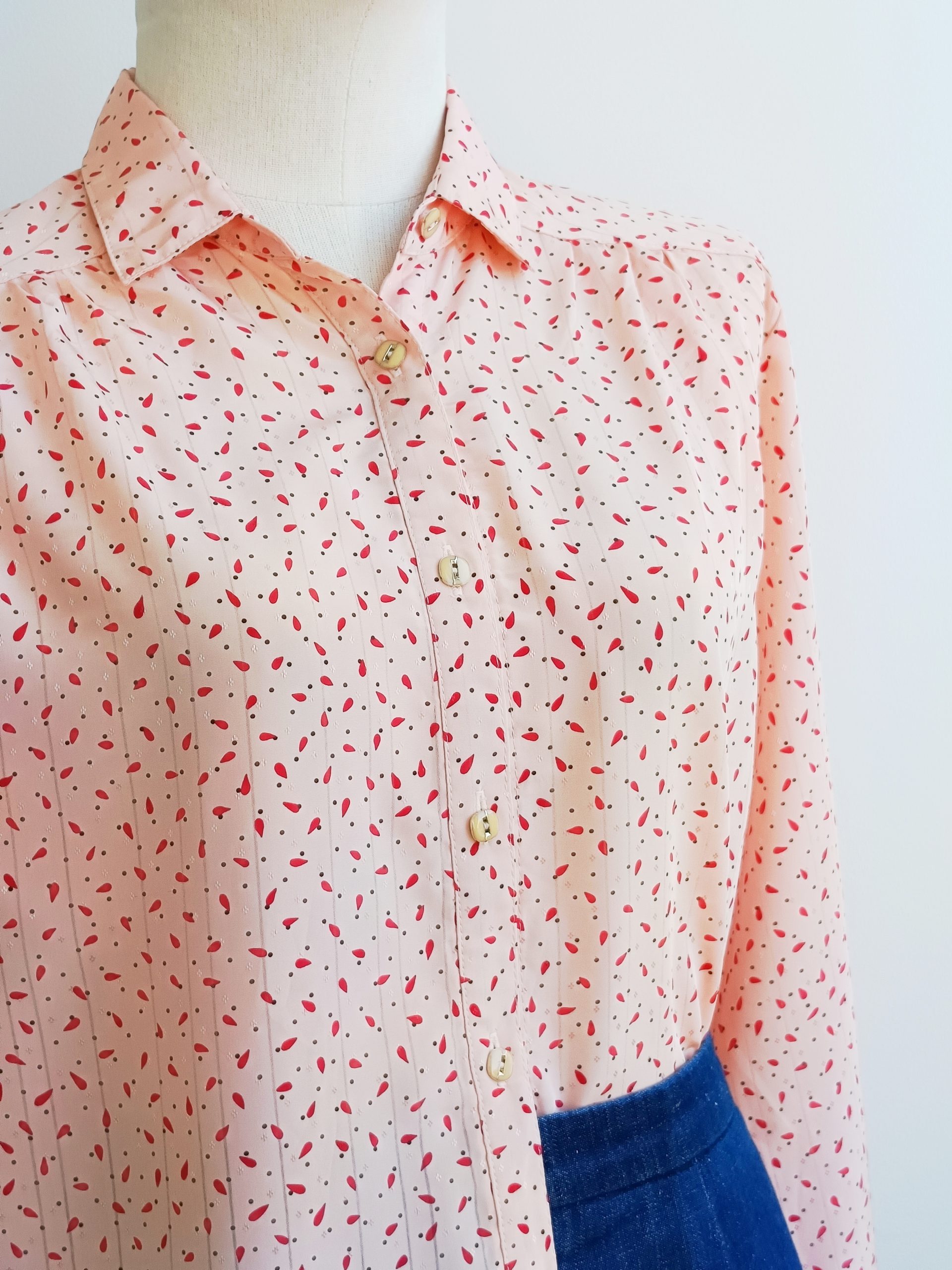 Camisa VINTAGE rosa lagrimitas TALLA 40-42