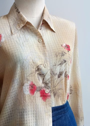 Camisa VINTAGE flor roja TALLA 38-42