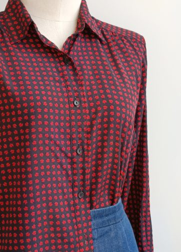 Camisa VINTAGE negra hoja roja TALLA 40-42