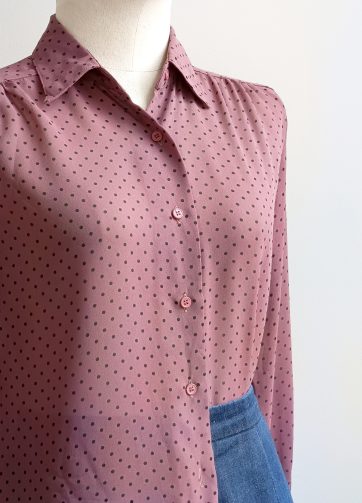 Camisa VINTAGE rosa viejo lunares TALLA 34-36